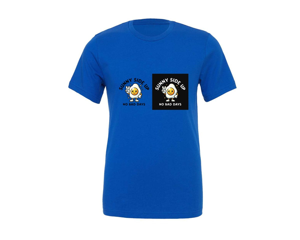 brand:Generic|color:True Royal Blue|Sunny Side Up Egg Peace Design Graphic T-Shirt