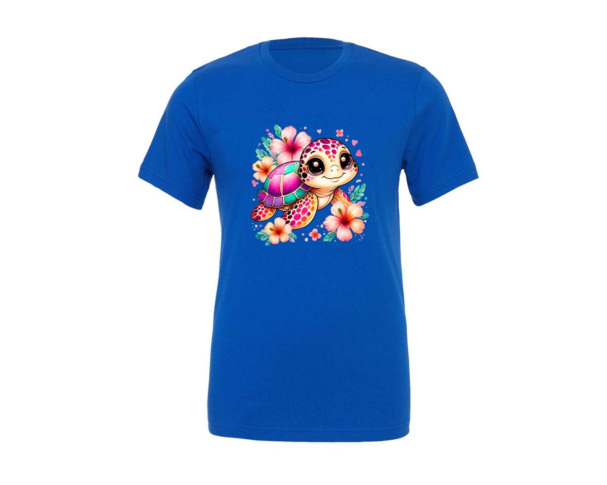 brand:Generic|color:True Royal Blue|Cute Tropical Turtle Kawaii Sea Graphic T-Shirt