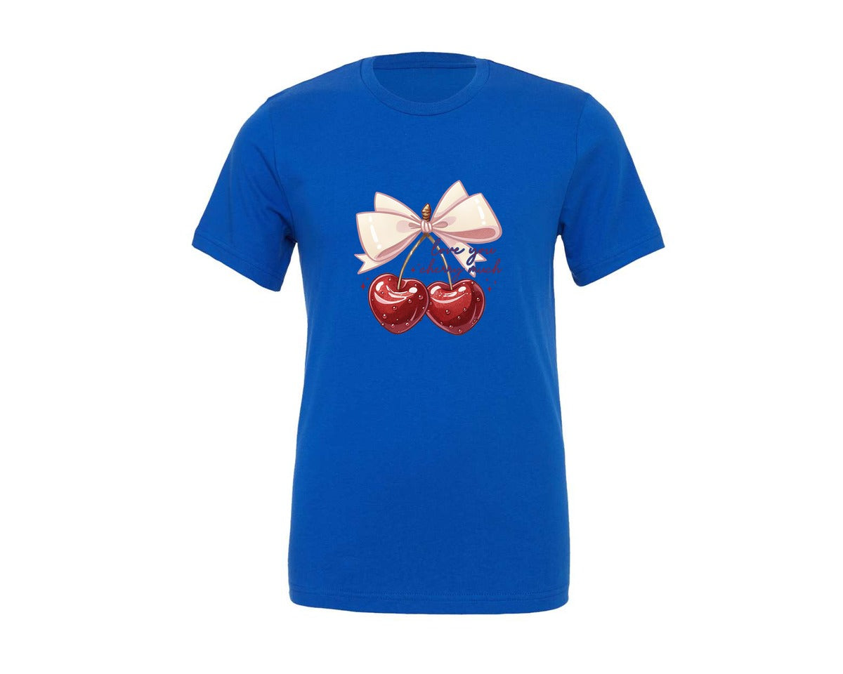 brand:Generic|color:True Royal Blue|Love You Cherry Much Pngvalentine Graphic T-Shirt