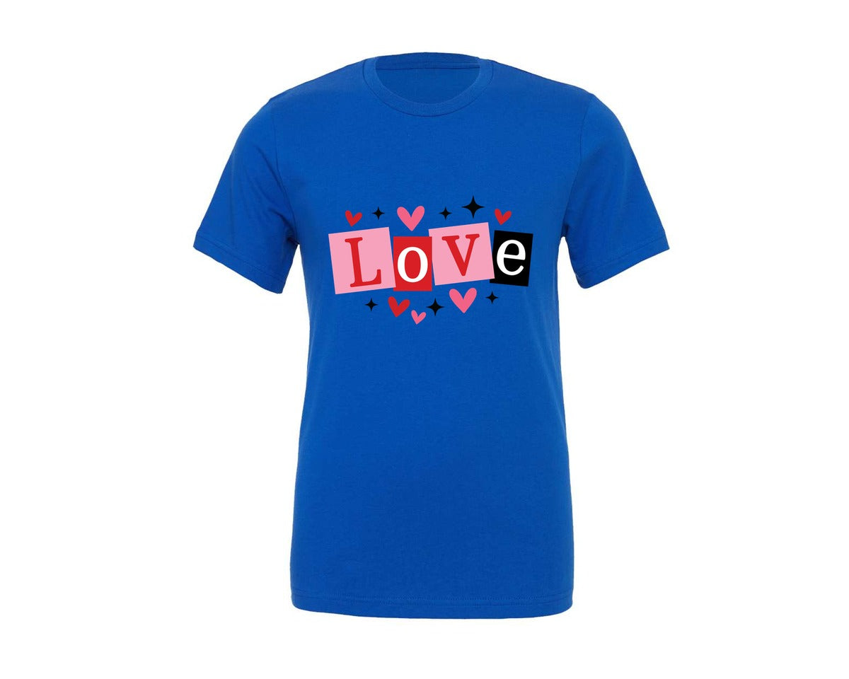 brand:Generic|color:True Royal Blue|Valentine Love Graphic T-Shirt