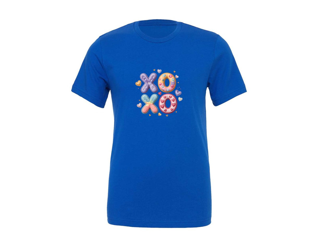 brand:Generic|color:True Royal Blue|Xoxo Yarn Valentine Valentines Day Graphic T-Shirt