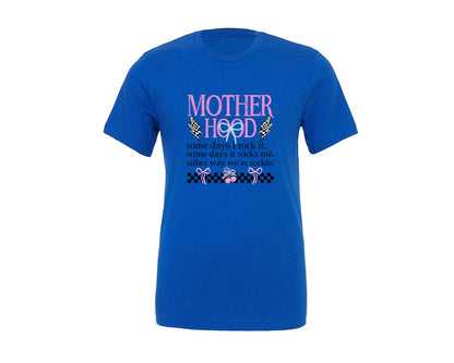 brand:Generic|color:True Royal Blue|Retro Motherhood Mama Bow Trendy Graphic T-Shirt