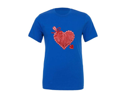 brand:Generic|color:True Royal Blue|Latch Hook Yarn Valentine Heart 17 Graphic T-Shirt