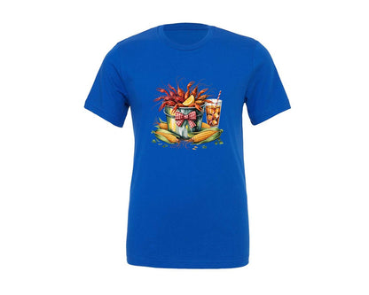 brand:Generic|color:True Royal Blue|Seafood Boil Crawfish Shrimp Corn Lemon Graphic T-Shirt
