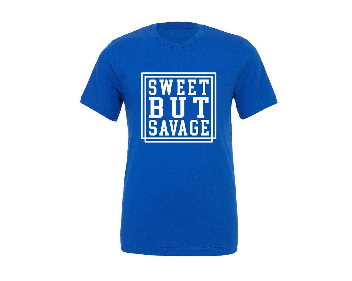 brand:Generic|color:True Royal Blue|Sweet But Savage Snarky Sassy Sarcasm Graphic T-Shirt