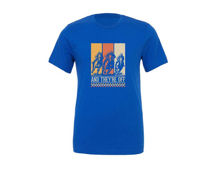 brand:Generic|color:True Royal Blue|And Theyre Off Kentucky Derby T Shirt Graphic T-Shirt