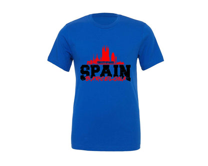 brand:Generic|color:True Royal Blue|Distressed Barcelona Spain Shirt Graphic T-Shirt