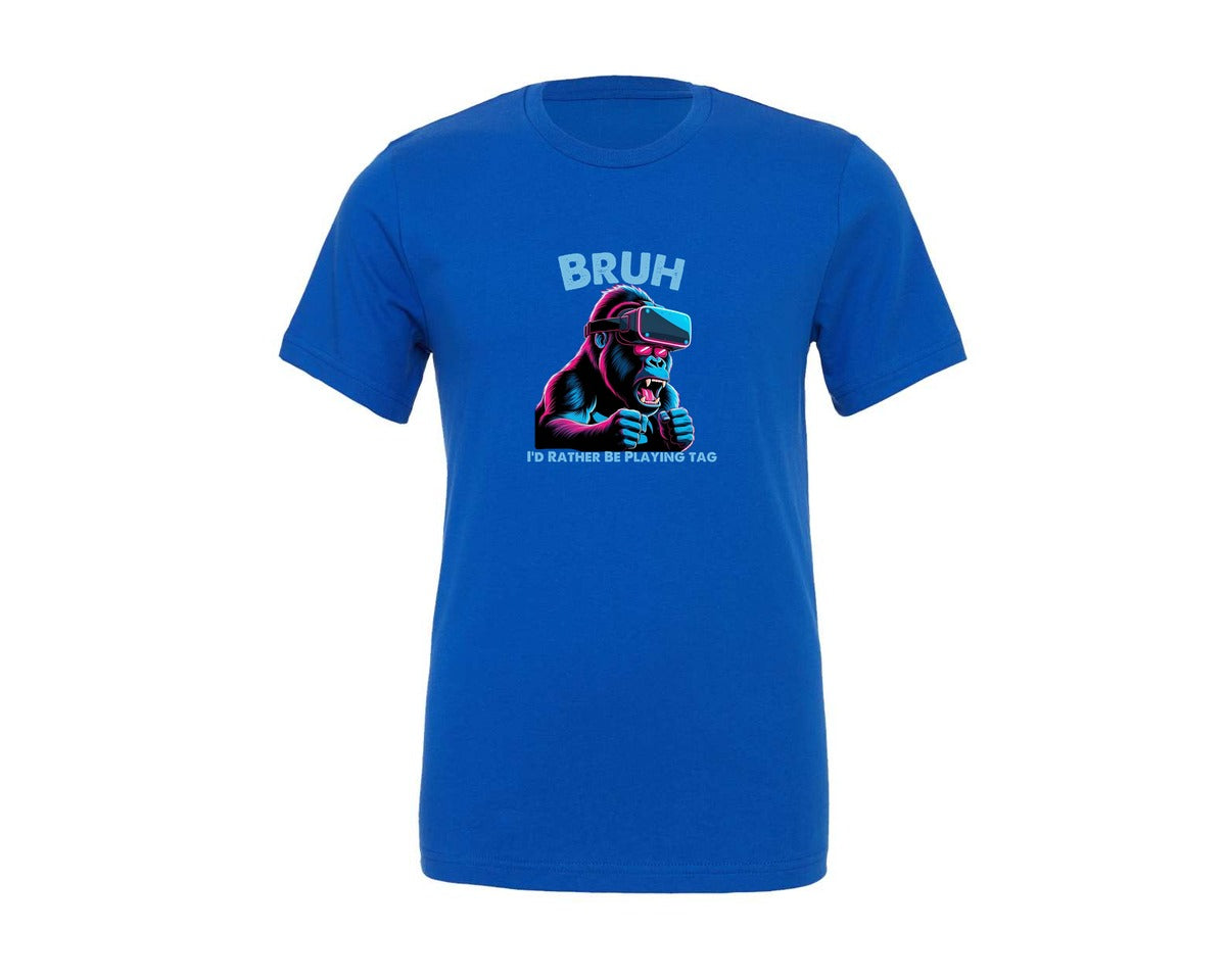 brand:Generic|color:True Royal Blue|Bruh Id Rather Be Playing Tag T Shirt Graphic T-Shirt