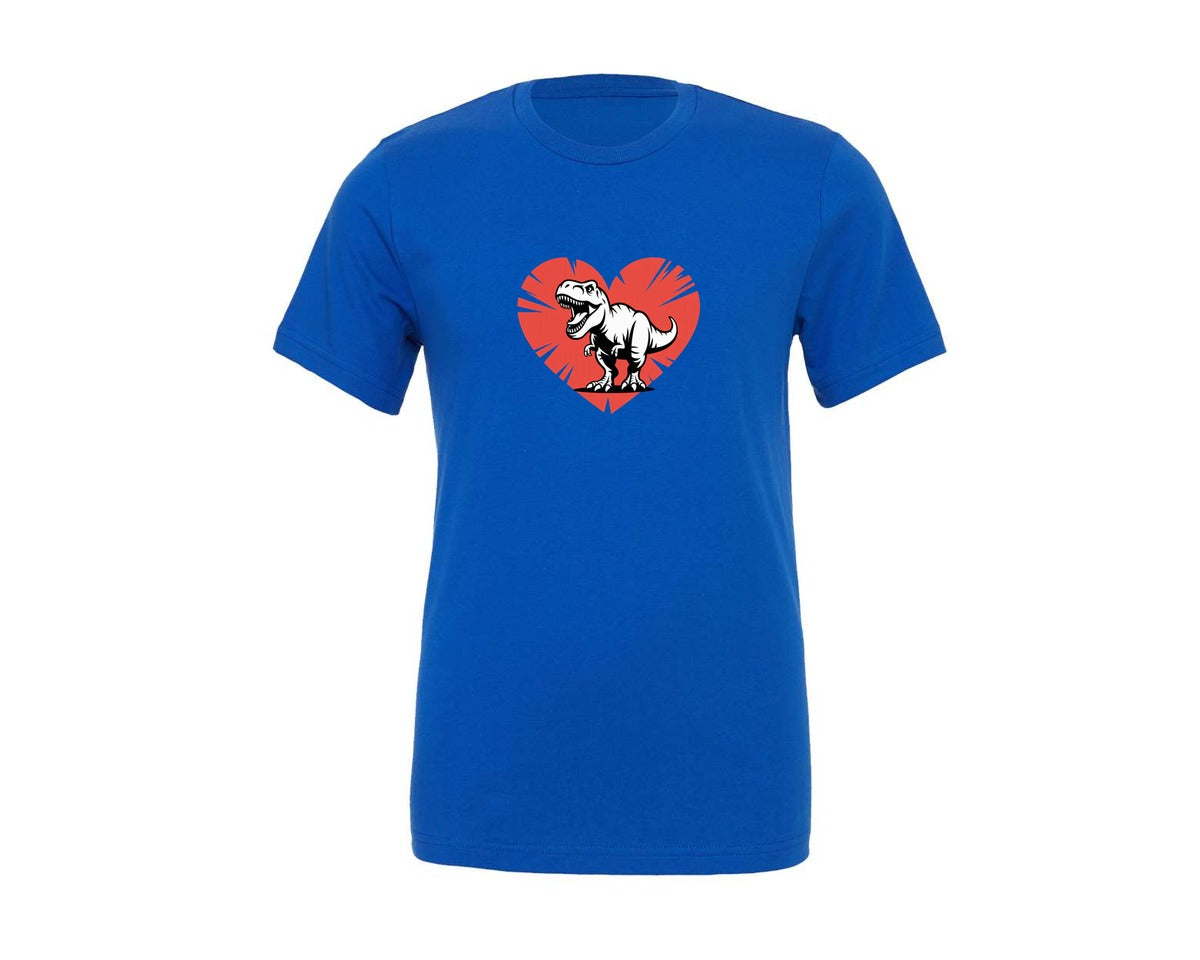 brand:Generic|color:True Royal Blue|T Rex Dinosaur Heart Valentine Graphic T-Shirt