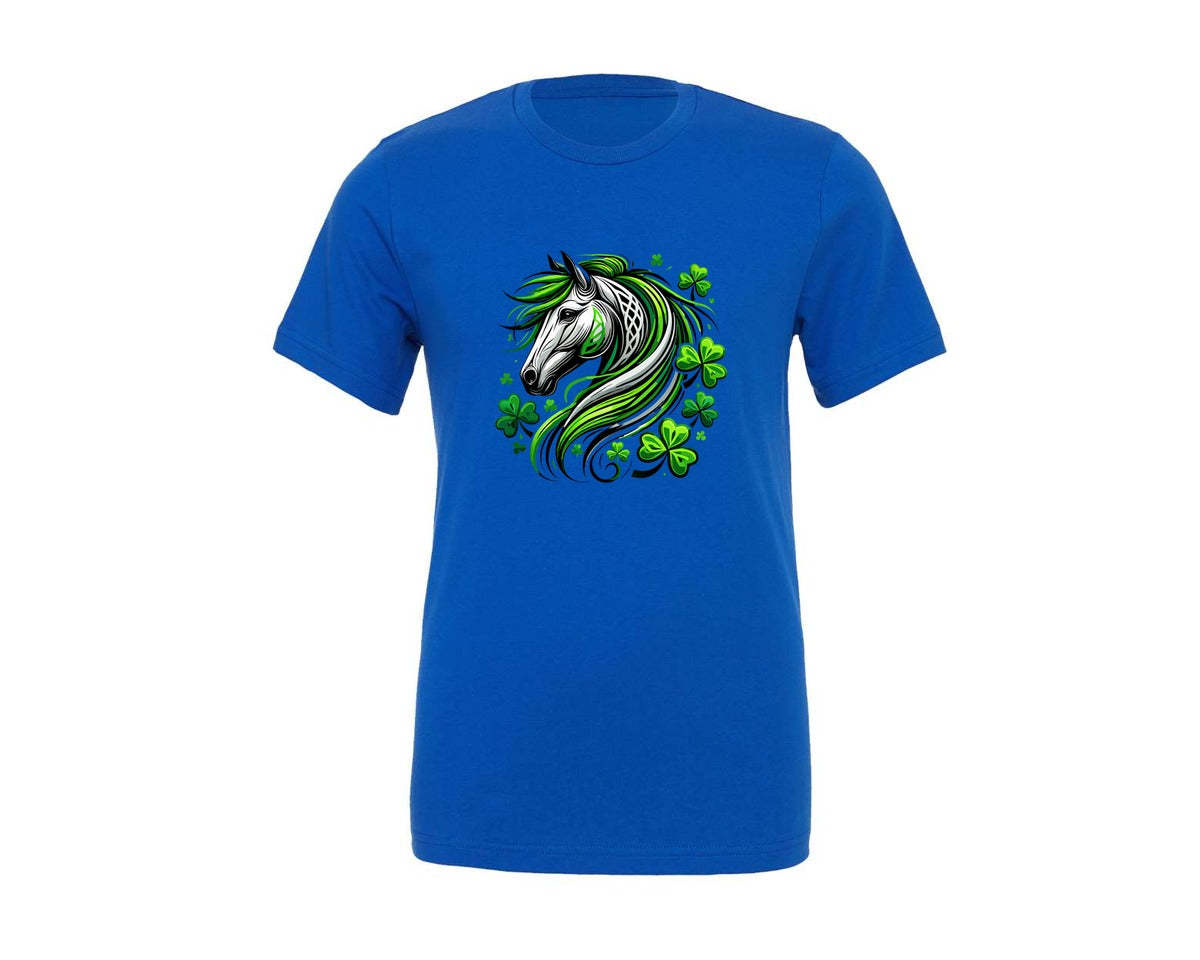 brand:Generic|color:True Royal Blue|St Patricks Day Horse Lucky Graphic T-Shirt
