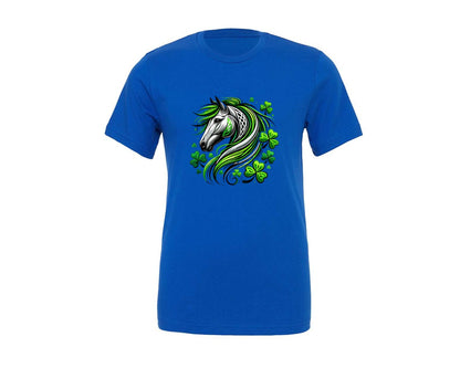 brand:Generic|color:True Royal Blue|St Patricks Day Horse Lucky Graphic T-Shirt