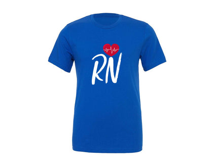 brand:Generic|color:True Royal Blue|Heartbeat Rn Nurse Cricut Files Graphic T-Shirt