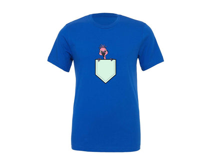 brand:Generic|color:True Royal Blue|Flamingo Peeking From Pocket Graphic T-Shirt