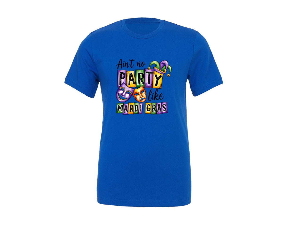 brand:Generic|color:True Royal Blue|Aint No Party Like Mardi Gras 2 Graphic T-Shirt