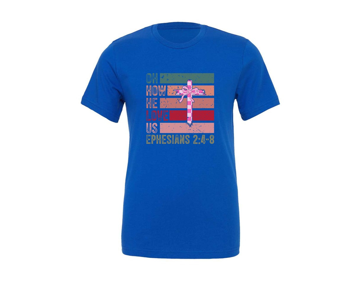 brand:Generic|color:True Royal Blue|Retro Christian Valentine Bible 2 Graphic T-Shirt