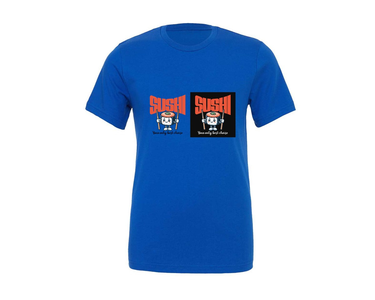 brand:Generic|color:True Royal Blue|Sushi Buddy Cute Food Graphic T-Shirt