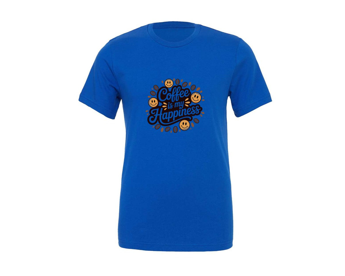 brand:Generic|color:True Royal Blue|Coffee Is My Happiness T Shirt Graphic T-Shirt