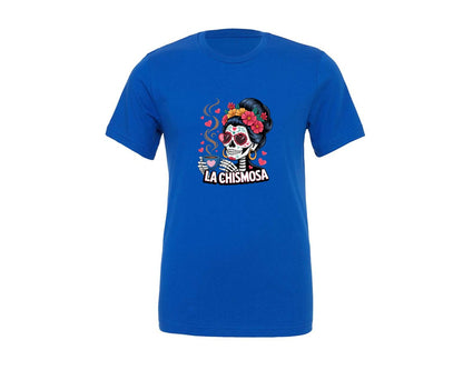 brand:Generic|color:True Royal Blue|La Chismosa Funny Calavera Art Graphic T-Shirt