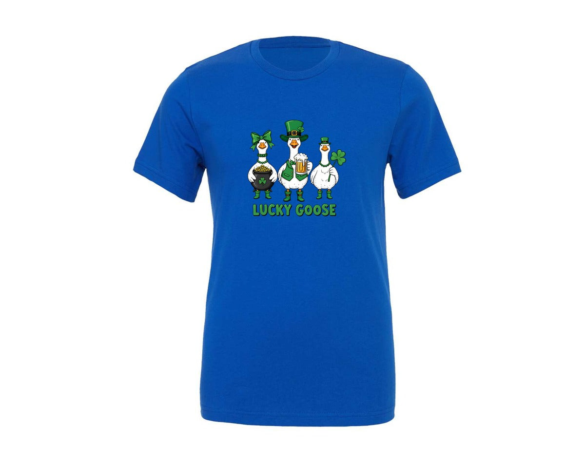 brand:Generic|color:True Royal Blue|Lucky Goose St Patrick Day Design Graphic T-Shirt