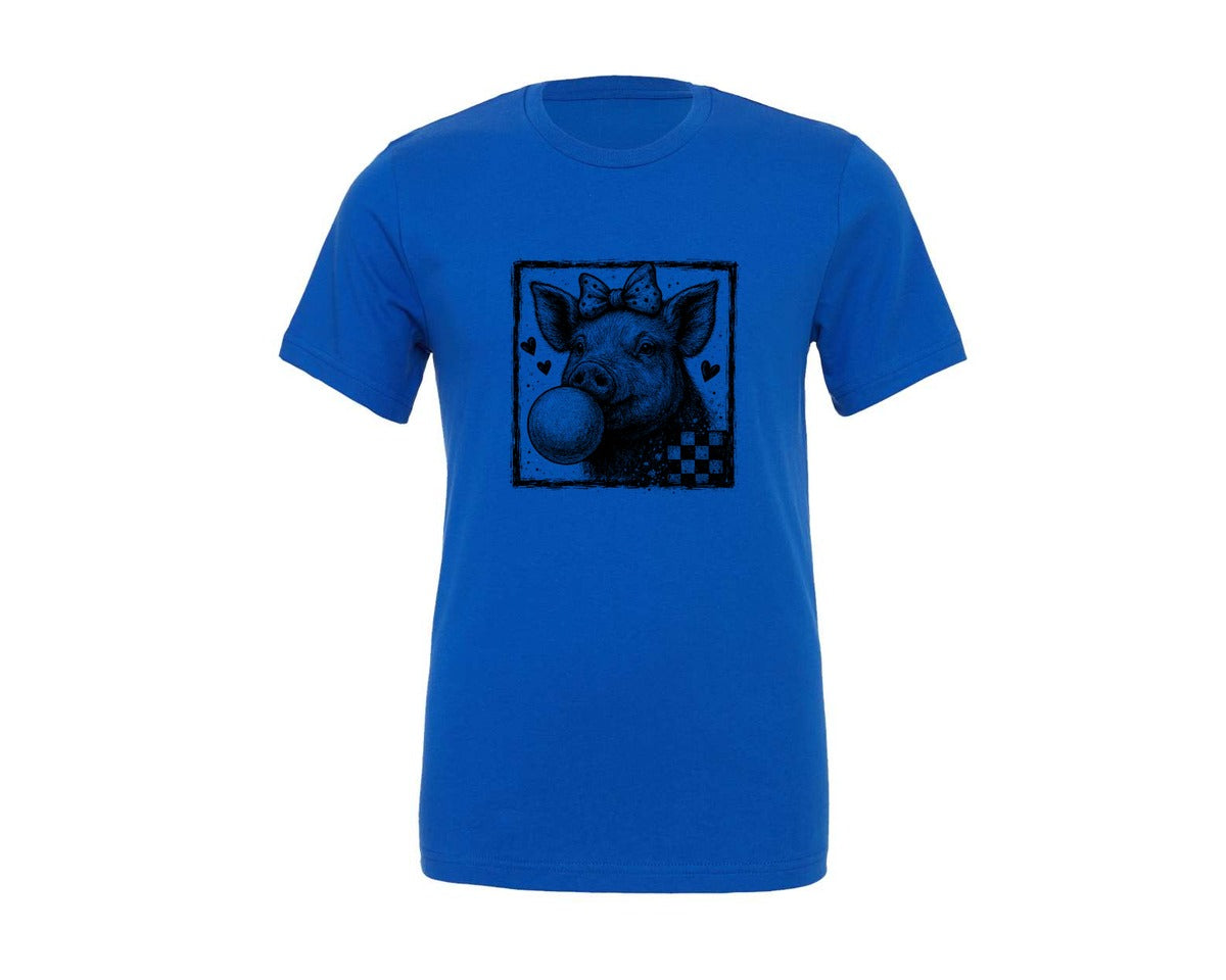 brand:Generic|color:True Royal Blue|Pig Valentines Day Valentine Graphic T-Shirt