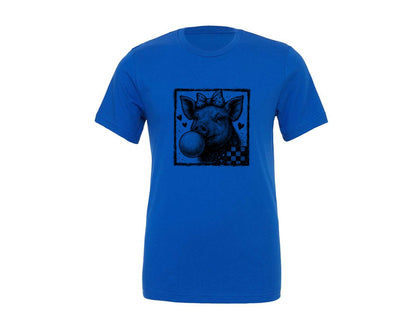 brand:Generic|color:True Royal Blue|Pig Valentines Day Valentine Graphic T-Shirt