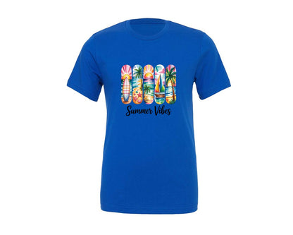 brand:Generic|color:True Royal Blue|Summer Vibes Beach Collage 16 Graphic T-Shirt