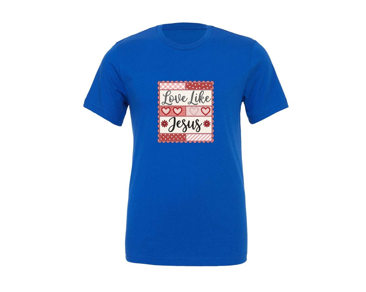 brand:Generic|color:True Royal Blue|Love Like Jesus Valentine Christian 7 Graphic T-Shirt