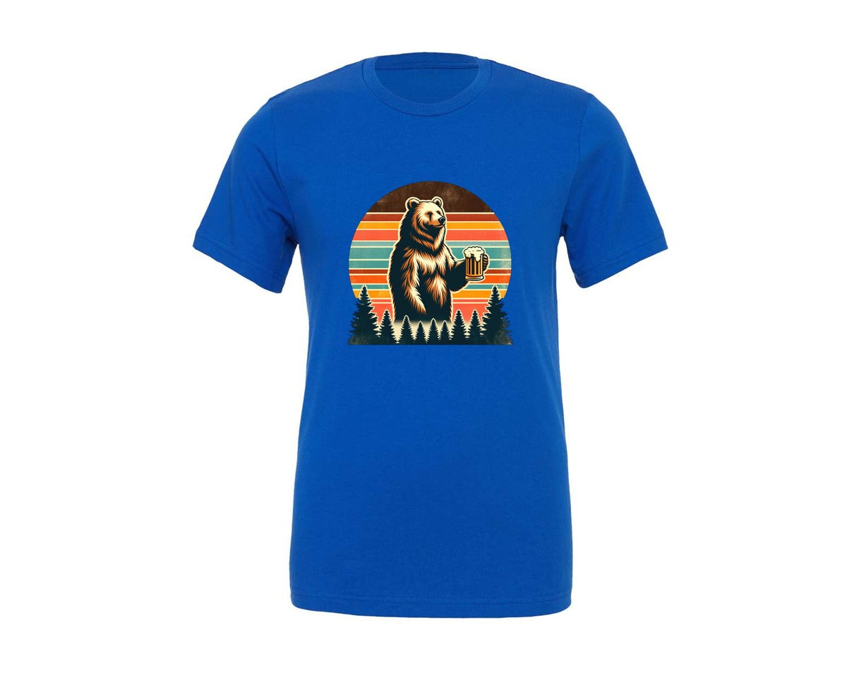 brand:Generic|color:True Royal Blue|Funny Bear With Beer T Shirt Design Graphic T-Shirt
