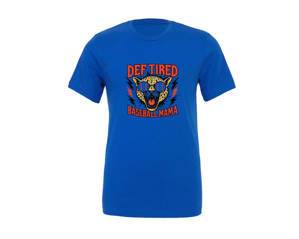 brand:Generic|color:True Royal Blue|Tired Baseball Mama Funny Baseball Graphic T-Shirt