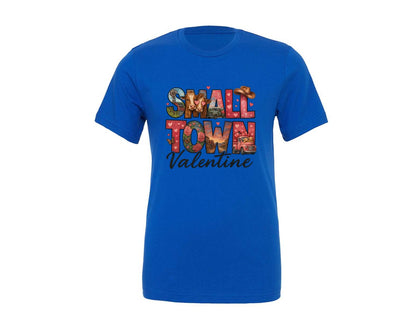 brand:Generic|color:True Royal Blue|Small Town Valentine Love Graphic T-Shirt