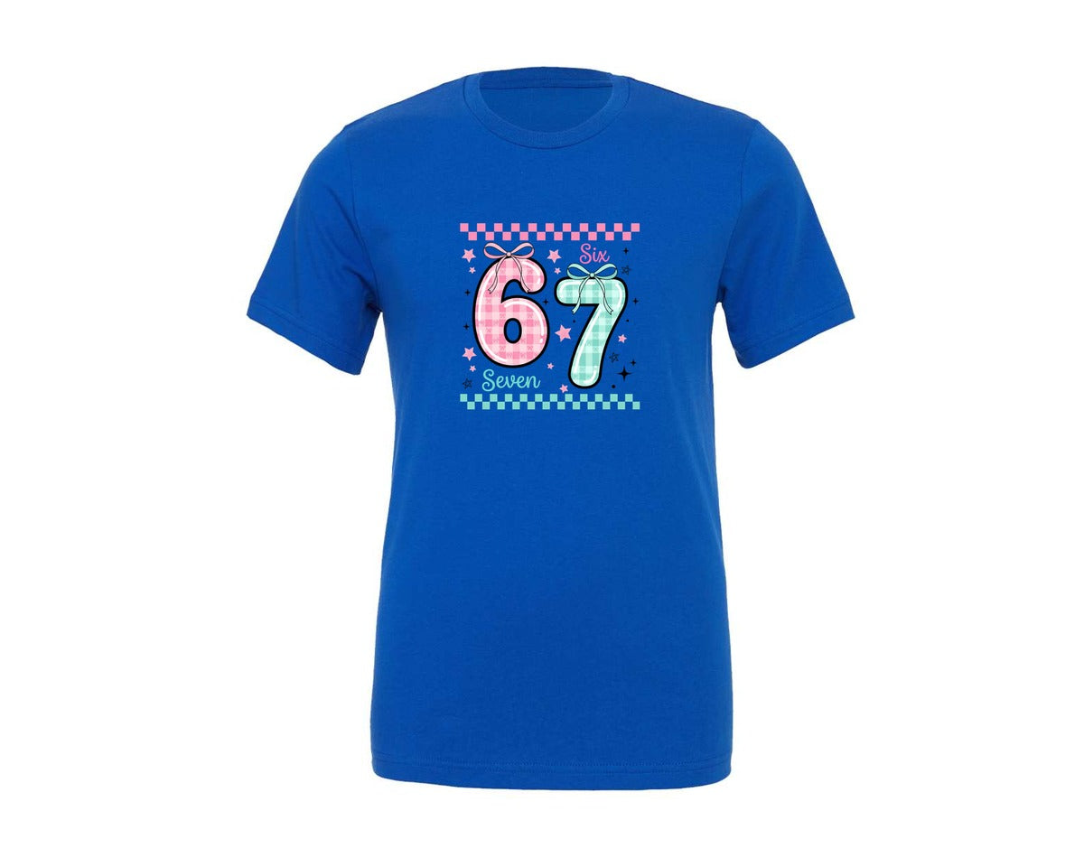 brand:Generic|color:True Royal Blue|Valentine Funny 6 7 Six Seven Meme Graphic T-Shirt