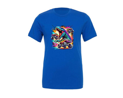 brand:Generic|color:True Royal Blue|Dinosaur And Big Trucks Splash Graphic T-Shirt
