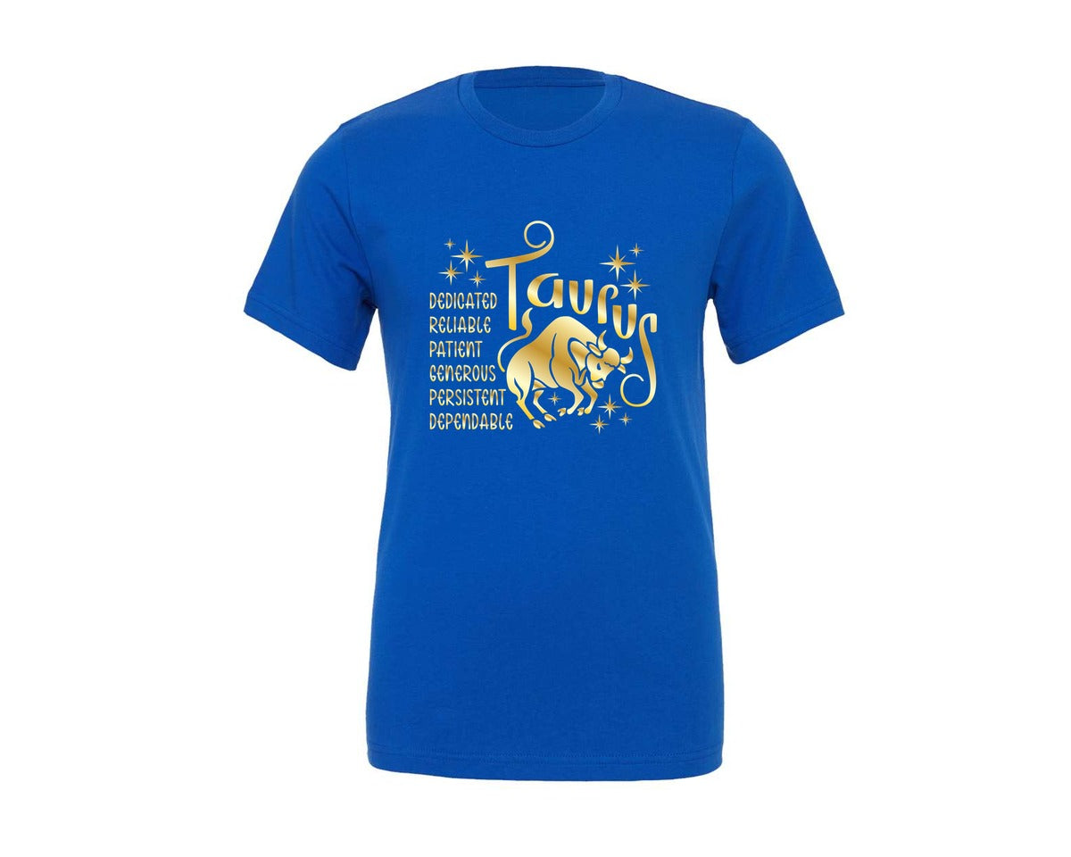 brand:Generic|color:True Royal Blue|Zodiac Taurus Sign Graphic T-Shirt