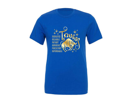 brand:Generic|color:True Royal Blue|Zodiac Taurus Sign Graphic T-Shirt