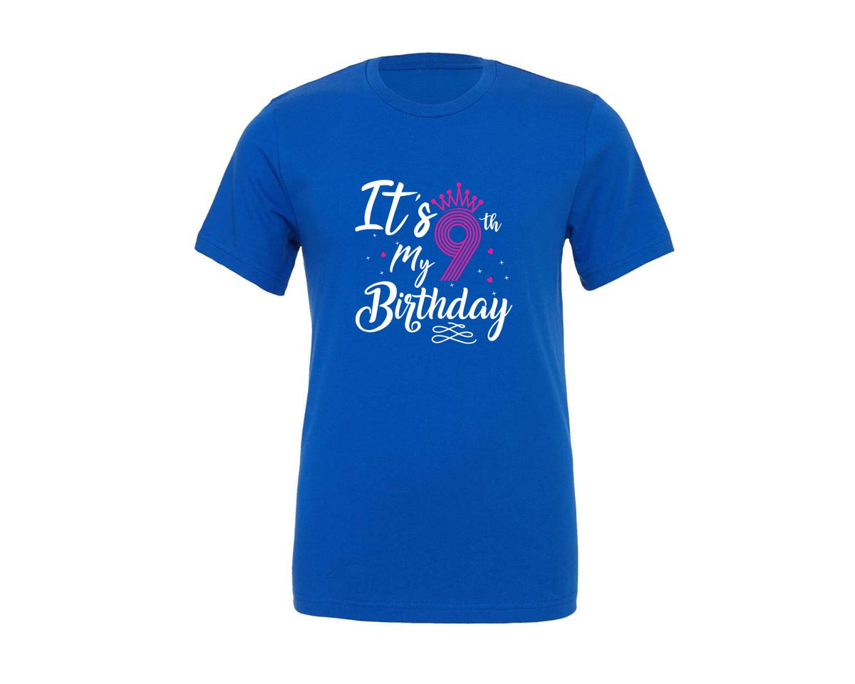brand:Generic|color:True Royal Blue|Its My 9Th Birthday 9Th Year Old Graphic T-Shirt