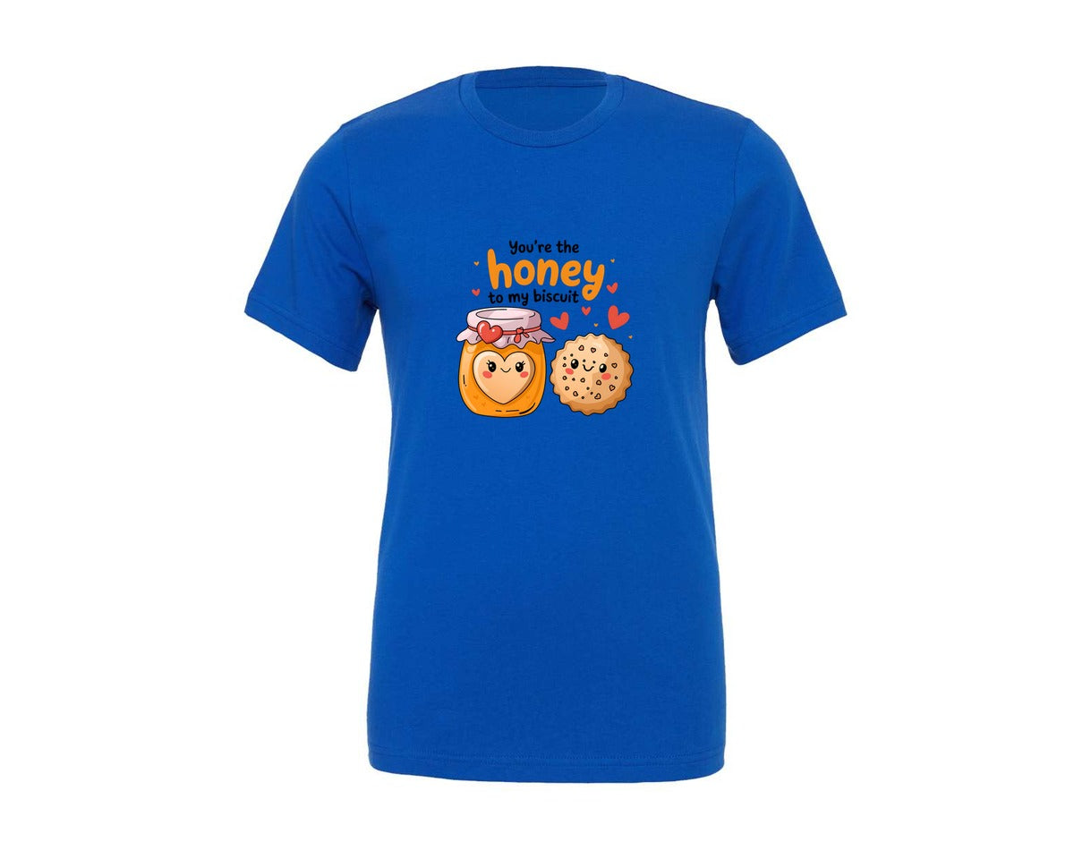 brand:Generic|color:True Royal Blue|Honey To My Biscuit Funny Valentine 2 Graphic T-Shirt