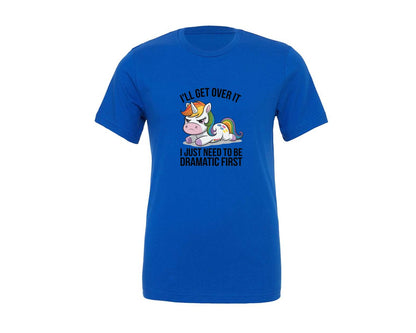 brand:Generic|color:True Royal Blue|Cute Grumpy Dramatic Unicorn Graphic T-Shirt