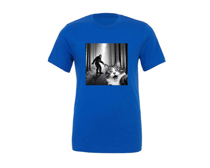 brand:Generic|color:True Royal Blue|Cat Selfie With Sasquatch Graphic T-Shirt