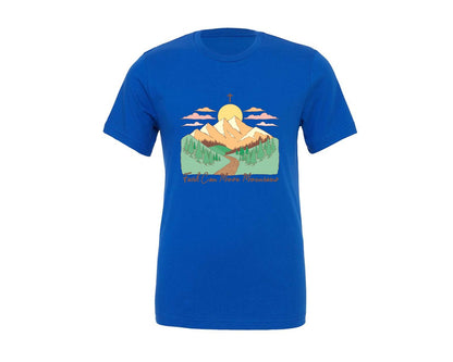 brand:Generic|color:True Royal Blue|Faith Can Move Mountains Christian Quote 2 Graphic T-Shirt