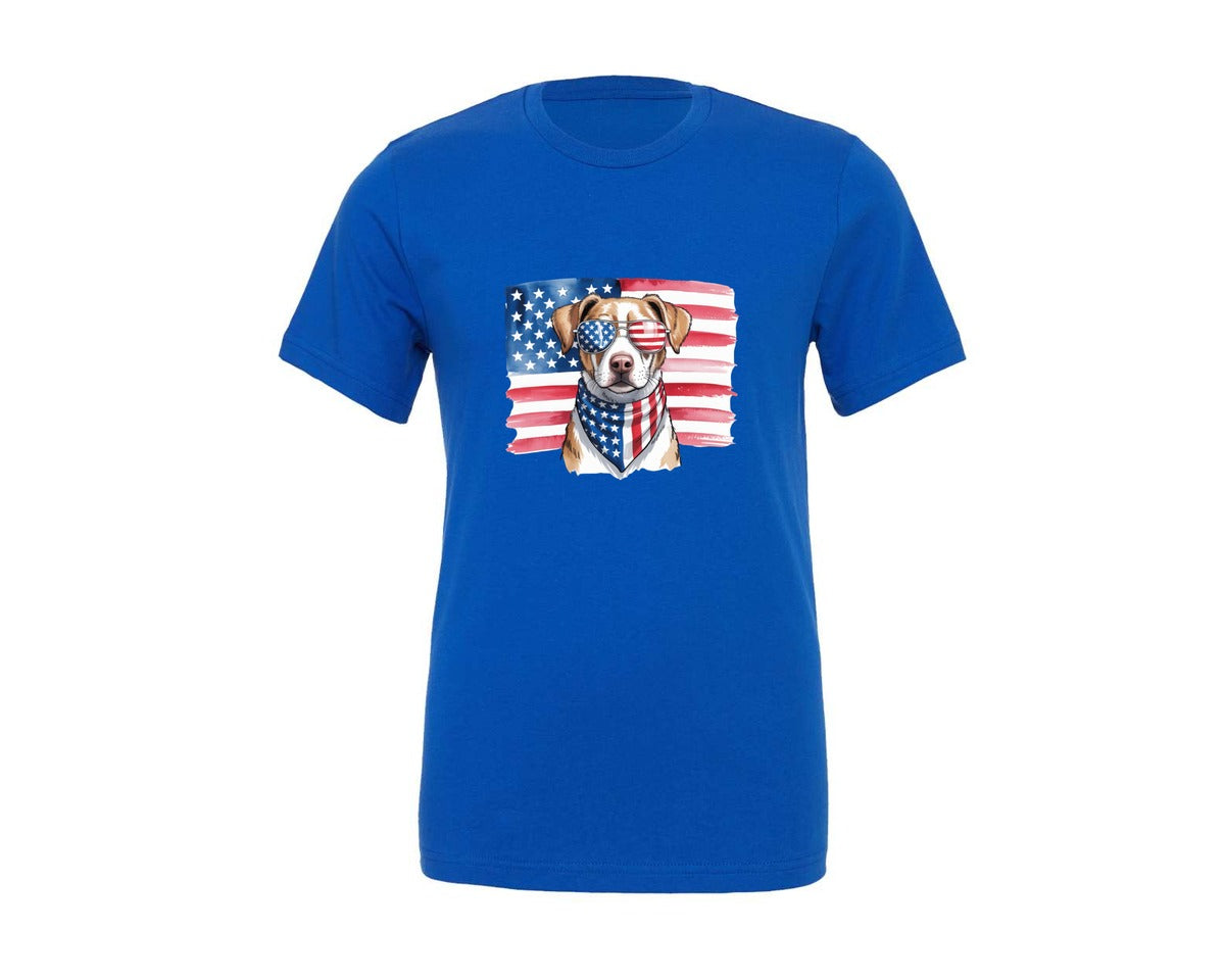 brand:Generic|color:True Royal Blue|Usa American Flag Dog Graphic T-Shirt