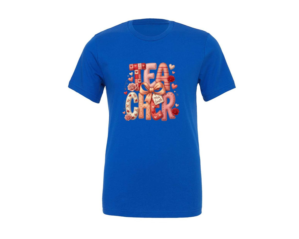 brand:Generic|color:True Royal Blue|Teacher Love 2 Graphic T-Shirt