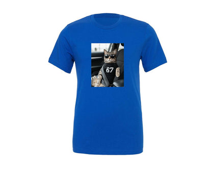 brand:Generic|color:True Royal Blue|Funny Cool Cat Wearing Six Seven Graphic T-Shirt