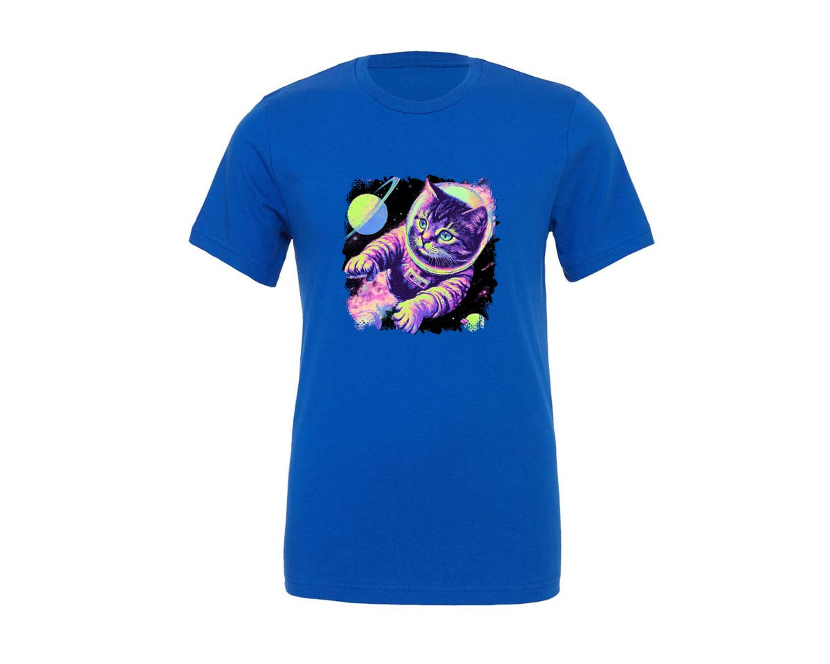 brand:Generic|color:True Royal Blue|Space Cat Astronaut Cat 2 Graphic T-Shirt