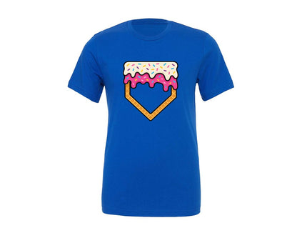 brand:Generic|color:True Royal Blue|Baseball Ice Cream Home Plate Drip Graphic T-Shirt