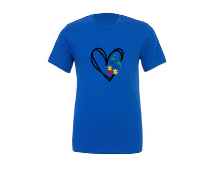 brand:Generic|color:True Royal Blue|Autism Heart Autism Puzzle Graphic T-Shirt