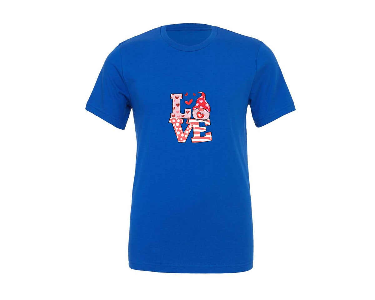 brand:Generic|color:True Royal Blue|Love Valentine Gnome Doodle Graphic T-Shirt