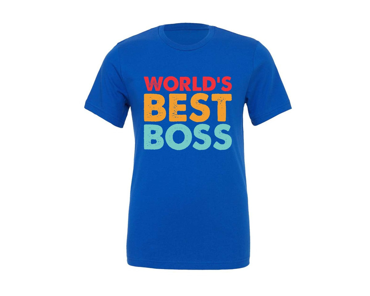 brand:Generic|color:True Royal Blue|Worlds Best Boss Gift Shirt File Graphic T-Shirt