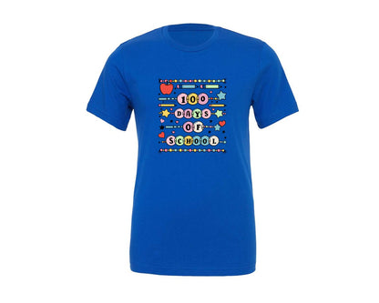 brand:Generic|color:True Royal Blue|Little Girl 100 Days Of School Graphic T-Shirt