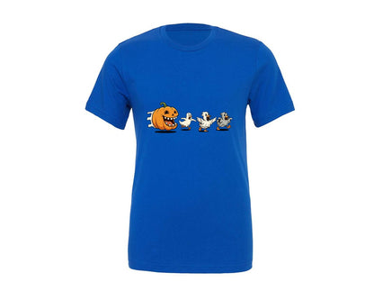 brand:Generic|color:True Royal Blue|Funny Pumpkin Chase Halloween Graphic T-Shirt
