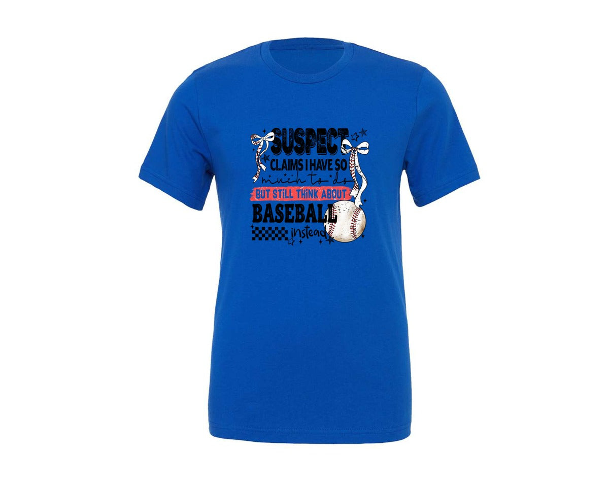 brand:Generic|color:True Royal Blue|Baseball Bow Mom Quote Retro Distressed Graphic T-Shirt